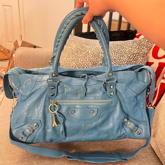Balenciaga Handbags - Balenciaga Part Time Le City Blue Leather Bag